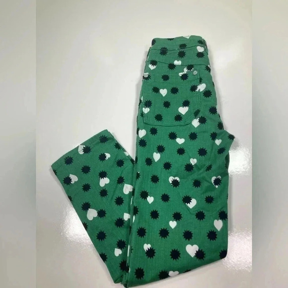 Anthropologie Jeans Green The Cigarette Heart Denim Pants NWT Maeve Size 26 - Picture 3 of 13